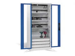 acculaadkast 1950x930x500mm 15stekkerdozen 230V ventilator fr. RAL5010