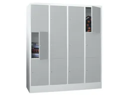 lockerkast,HxBxD 1850x1600x500mm,4x3vakken,RAL7035,front RAL7035