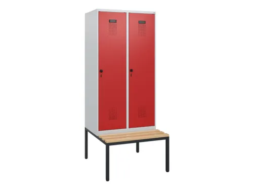 locker met bank,HxBxD 1950x800x815mm,2vak,vak B 400mm,draaigrendel