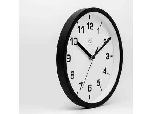 wandklok NXT dia 20cm kunststof zwart witte wijzerplaat cijferaanduidi