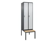 locker met bank,HxBxD 2120x600x815mm,2vak,vak B 300mm,draaigrendel
