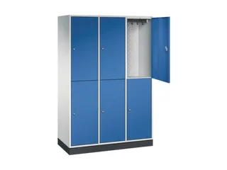 Dubbeldekse garderobekast,RAL 7035/RAL 5010,HxBxD 1950x1220x500mm - 1
