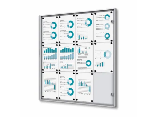 Muurvitrine Indoor Vergrendelbaar Brandwerend 12xA4 Zilver