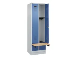 locker met bank,HxBxD 1950x600x815mm,2vak,vak B 300mm,cilinderslot