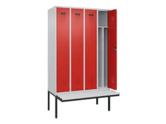 locker met bank,voor scheiding van kleding,HxBxD 2120x1200x815mm,4vak