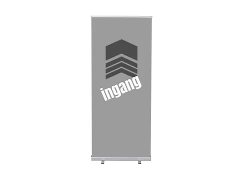Roll-Banner 85x200 complete set met print "Ingang" Grijs