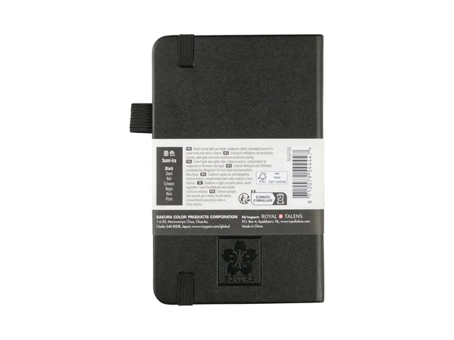 Notitieboek Sakura hard cover pocket lijn zwart 90x140mm