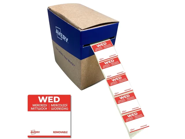 Etiket Avery HACCP woensdag rood 25x25mm 1000 stuks