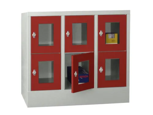 lockerkast,HxBxD 855x900x500mm,3x2vakken,RAL7035,front RAL3000