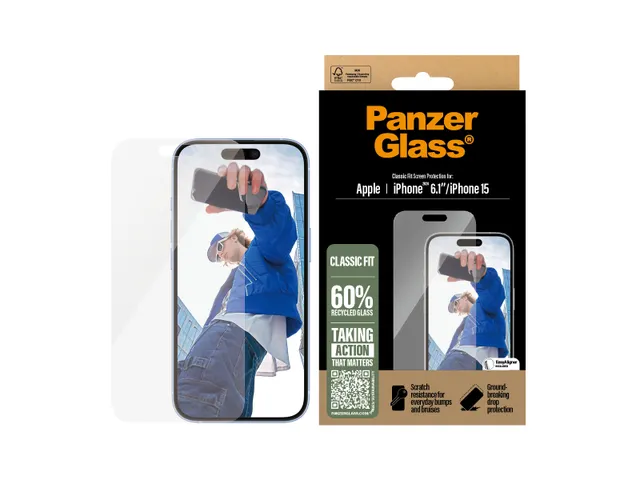PanzerGlass Screen Protector iPhone 16 | 15 | Classic Fit, Apple, A