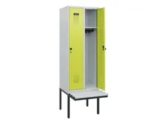 locker met bank,HxBxD 1950x600x815mm,2vak,vak B 300mm,draaigrendel