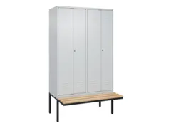 PBM-locker met bank,HxBxD 2120x1200x815mm,4vak,vak B 300mm,cil.-slot