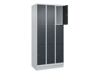 lockerkast,HxBxD 1950x900x500mm,3x3vakken,vak B 300mm,cil.-slot,sokkel - 1