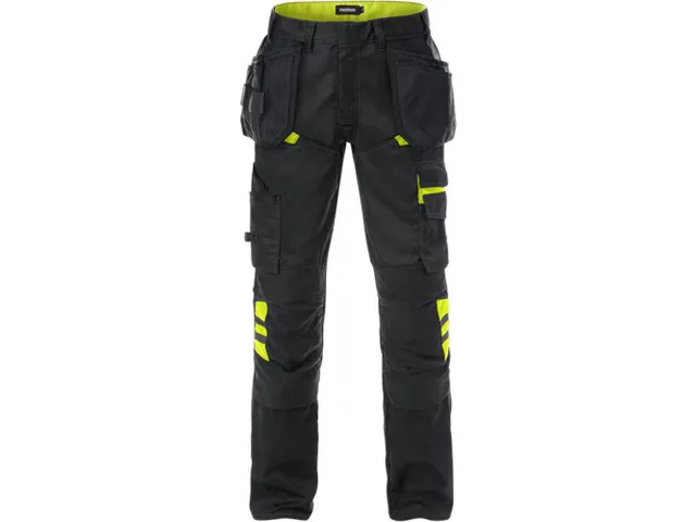 Fristads Fusion 2595 bouwbroek, zwart/fluo geel, maat 52, per stuk