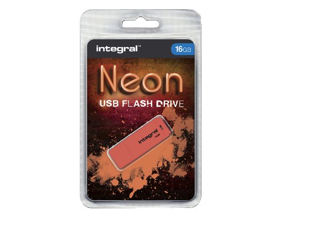 USB-stick 2.0 Integral 16Gb neon oranje | USB-StickShop.nl