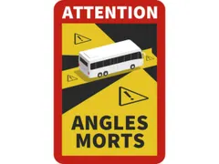 waarschuwingsbord,Attention Angles Morts Bus,folie,geel/zwart/rood/wit
