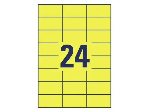 Weerbestendig etiket Avery 70x37mm geel, doos 20 vel