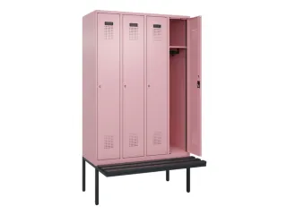 locker met bank,HxBxD 2120x1200x815mm,4vak,vak B 300mm,cilinderslot - 1