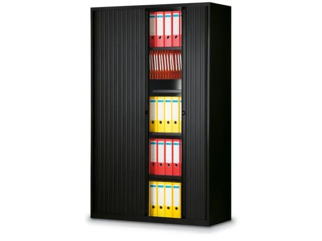 jaloeziedeurkast,HxBxD 1980x1200x430mm,5 OH,romp zwart,front zwart