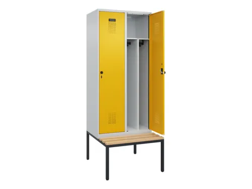 locker met bank,voor scheiding van kleding,HxBxD 2120x800x815mm,2vak