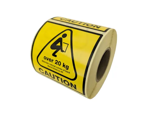 DHL Waarschuwingsetiket Tillen 20KG 75x75mm Rol 500 Stuks