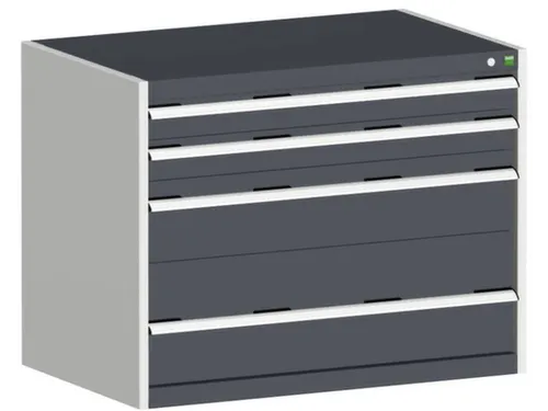 ladekast HxBxD 800x1050x750mm 4 laden romp Ral7035 front Ral7016 staal