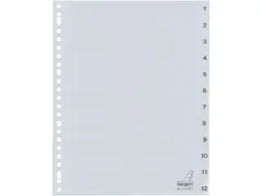 Tabbladen Kangaro A4 23-Gaats G412CM 1-12 Genummerd Grijs Pp