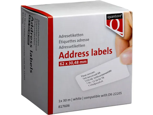 Labeletiket Quantore Dk-22205 breedte 62mm lengte 30,48mm Wit