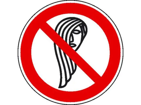 verbodsbord,Verboden te bedienen met lang haar,PVC,Ø 50mm