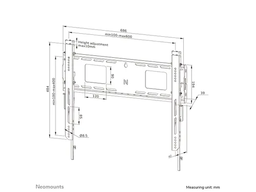 Neomounts LEVEL-750 WL30-750BL16 Vlakke heavy duty muurbeugel - 42-86
