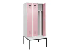 locker met bank,voor scheiding van kleding,HxBxD 2120x900x815mm,3vak