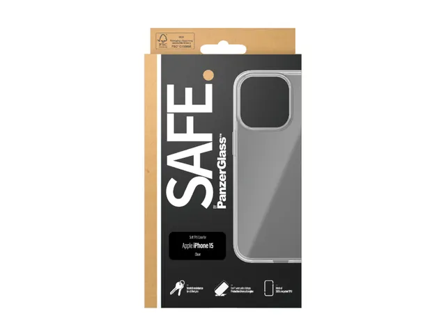 PanzerGlass SAFE. by TPU Case Transparent iPhone 15, Housse, Apple,