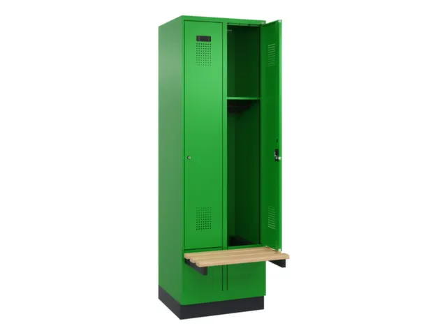 locker met bank,HxBxD 1950x600x815mm,2vak,vak B 300mm,cilinderslot