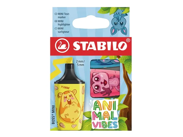 Markeerstift STABILO BOSS Animal Vibes mini assorti blister à 3 stuks