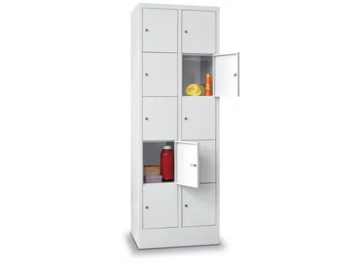 lockerkast,HxBxD 1850x600x500mm,2x5vakken,RAL7035,front RAL5010