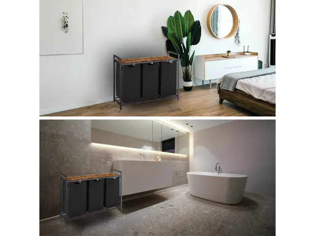 Wasmand 3 vakken Zwart LB300