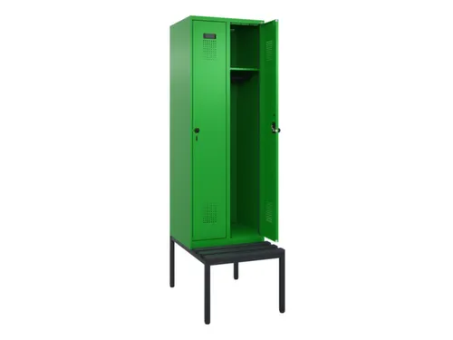 locker met bank,HxBxD 2120x600x815mm,2vak,vak B 300mm,draaigrendel