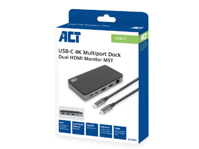 Dockingstation ACT USB-C 4K MST voor 2 HDMI monitoren