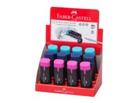 gum Faber-Castell Trend zwart met assorti kleuren display a 12 stuks