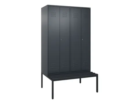 PBM-locker met bank,HxBxD 2120x1200x815mm,4vak,vak B 300mm,cil.-slot