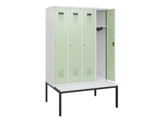 locker met bank,HxBxD 1950x1200x815mm,4vak,vak B 300mm,cilinderslot - 1