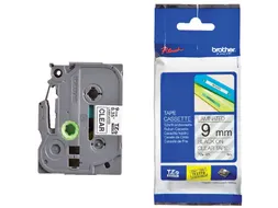 Labeltape Brother P-touch TZe-121 standaard 9mm zwart op transparant