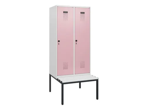 locker met bank,HxBxD 1950x800x815mm,2vak,vak B 400mm,draaigrendel