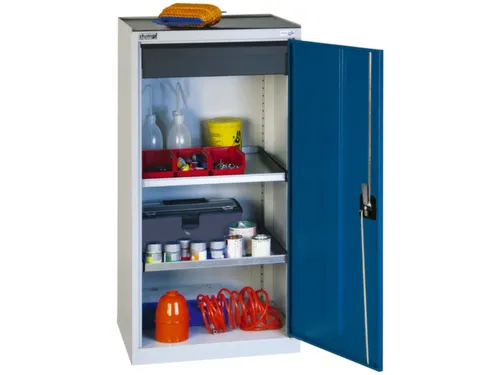 Materiaalkast 1000x500x500mm 2uitschuifbare Legborden 1lade Ral5010