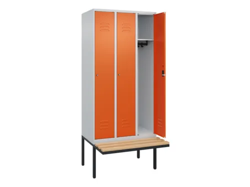 locker met bank,HxBxD 2120x900x815mm,3vak,vak B 300mm,cil.-slot