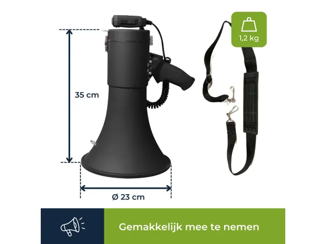 Krachtige 50 W megafoon met ingebouwde sirene Set