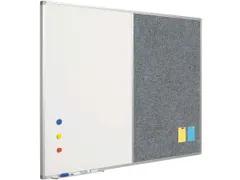 Combibord Wit Donkergrijs 90x120cm Whiteboard / Prikbord