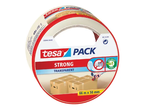 Verpakkingstape Tesapack Strong 50mmx66m Transparant PP no noise