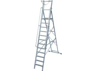 verrijdbare treden-platformladder eenzijdig 12treden stand H 2 8m - 1
