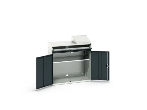 pc-kast 1130x1050x550mm toetsenbordblad RAL7035 + RAL7016